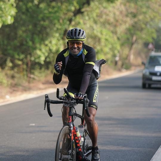 Bharat Pannu riding on the open road during a long-distance ride
