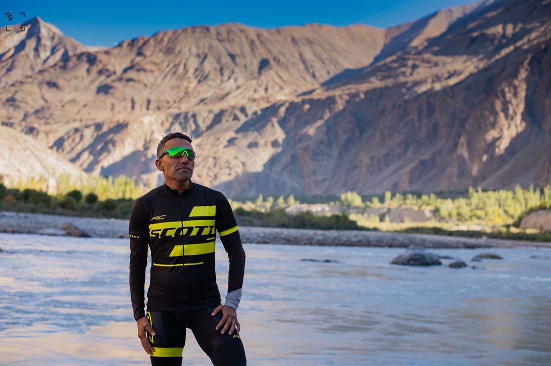 Bharat Pannu, ultra-endurance cyclist and coach, in the mountains
