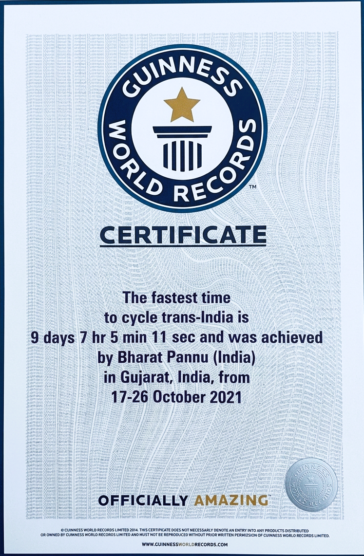 Guinness World Record — Trans-India, West to East