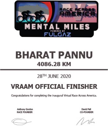 V-RAAM Official Finisher Certificate
