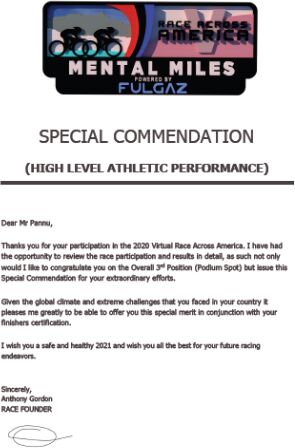 RAAM Special Commendation (High-Level Athletic Performance)