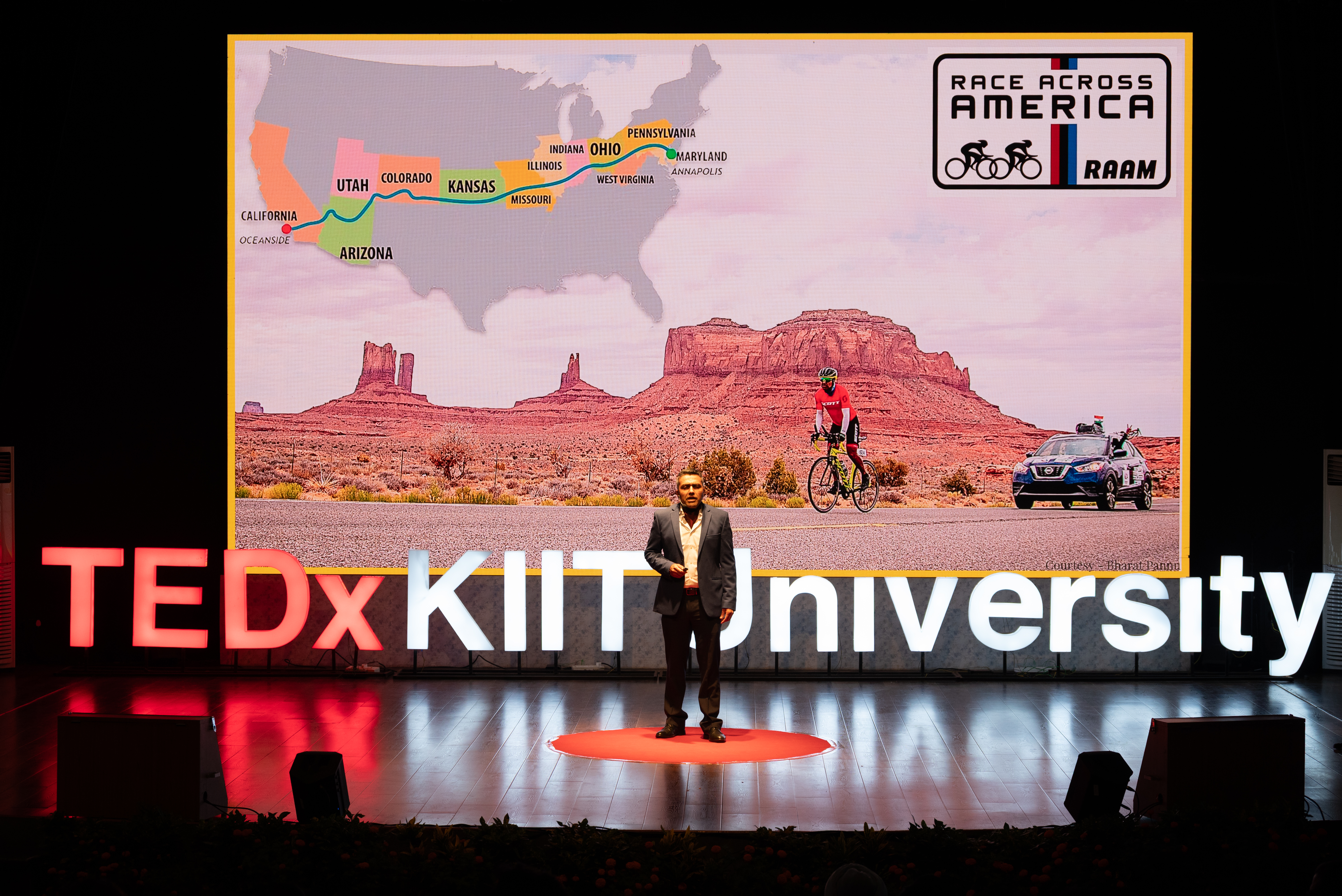 Bharat Pannu on the TEDx KIIT University stage