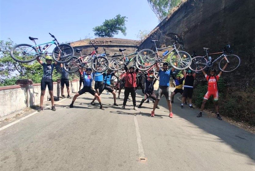 Riders at the top of Nandi Hills after the Piston Jam climb
